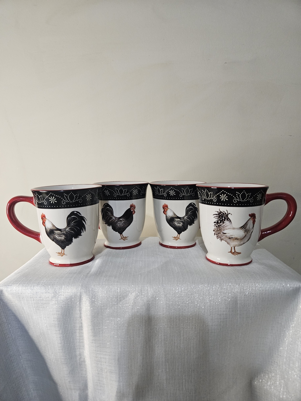 Cracker Barrel Rooster Ceramic Mug Set  Of 4